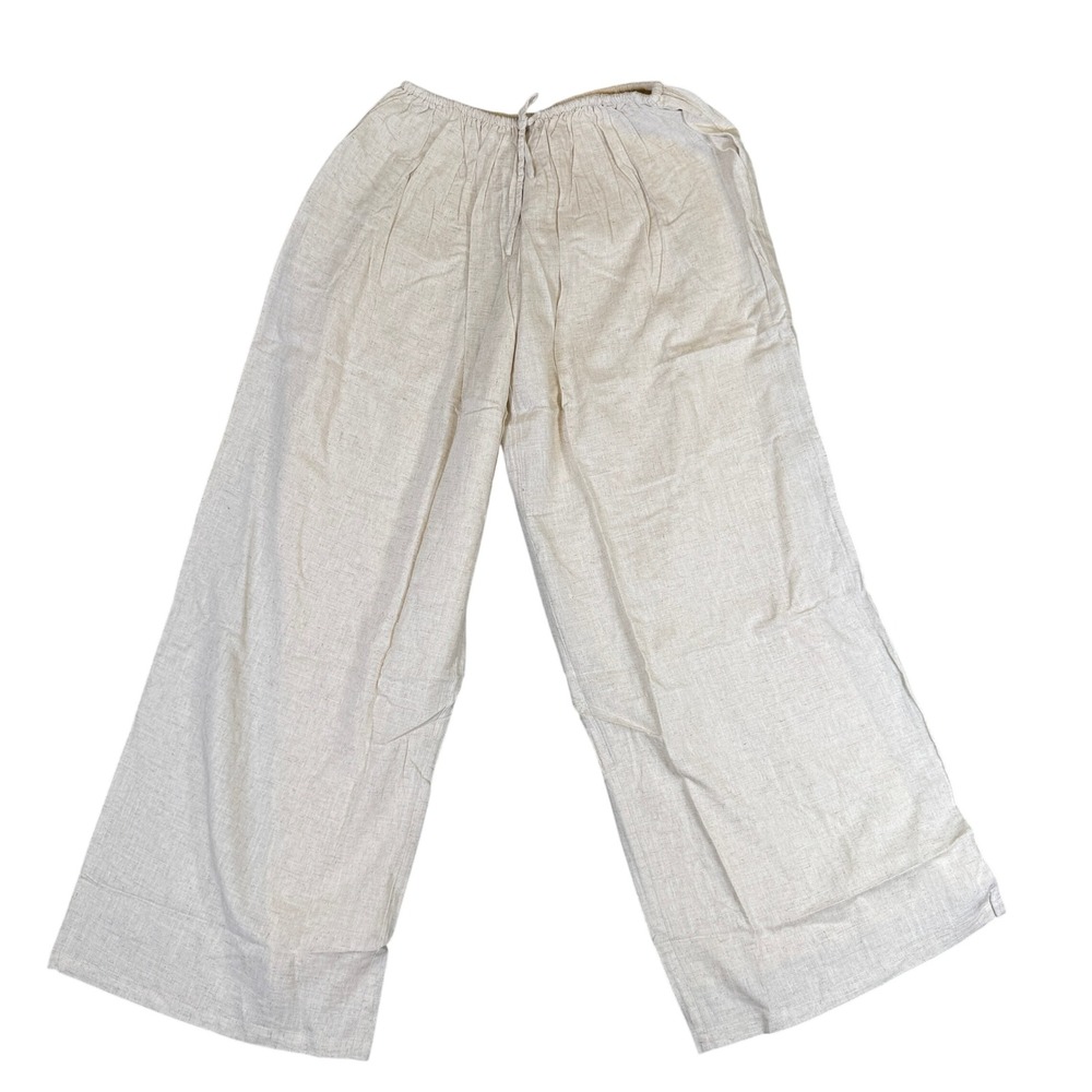 NWT Princess Polly Beach Comber Linen Pant Beige Wide Leg Drawstring Size US 4